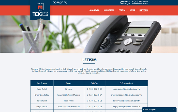 TEK Okulları’nın Web Sitesi Yayında