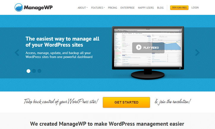 Wordpress siteleri ortak yönetim paneli managewp