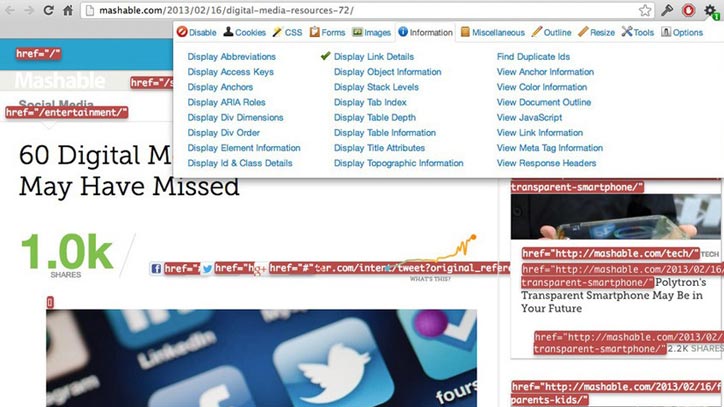 web chrome araçları