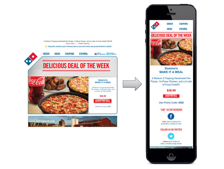 dominos mobil e-posta