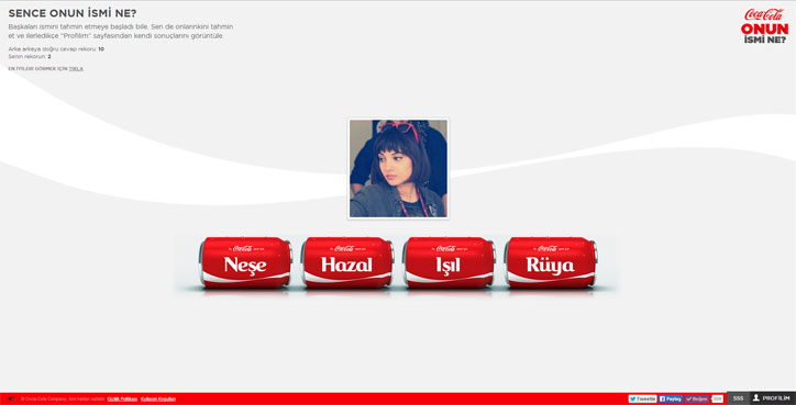 coca cola interaktif oyunu onun ismi ne