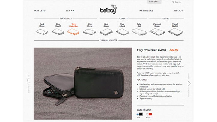 bellroy ürün sayfası tasarımı