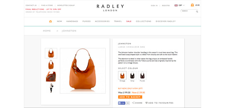 radley ürün sayfası tasarımı