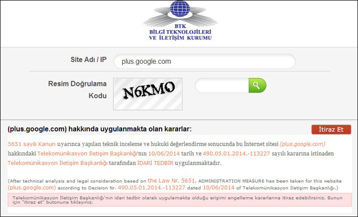 tib google plus engelleme kararı
