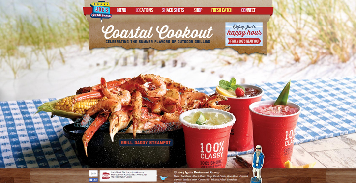 restoranlar için yaratıcı web sitesi joes crab shack