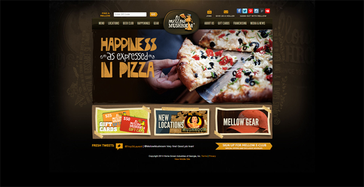 restoranlar için yaratıcı web sitesi mellow mushroom