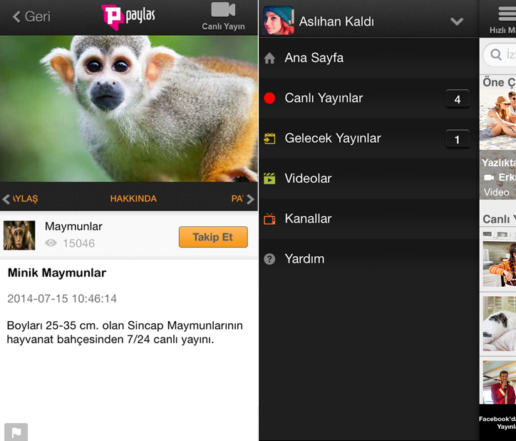 paylaş sosyal medya canlı video