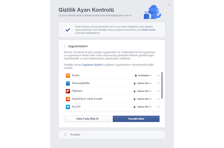 gizlilik ayarı uygulamalar