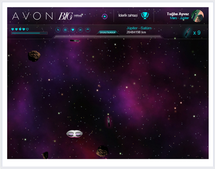 avon facebook oyunu big daring ile uzay yolculuğu
