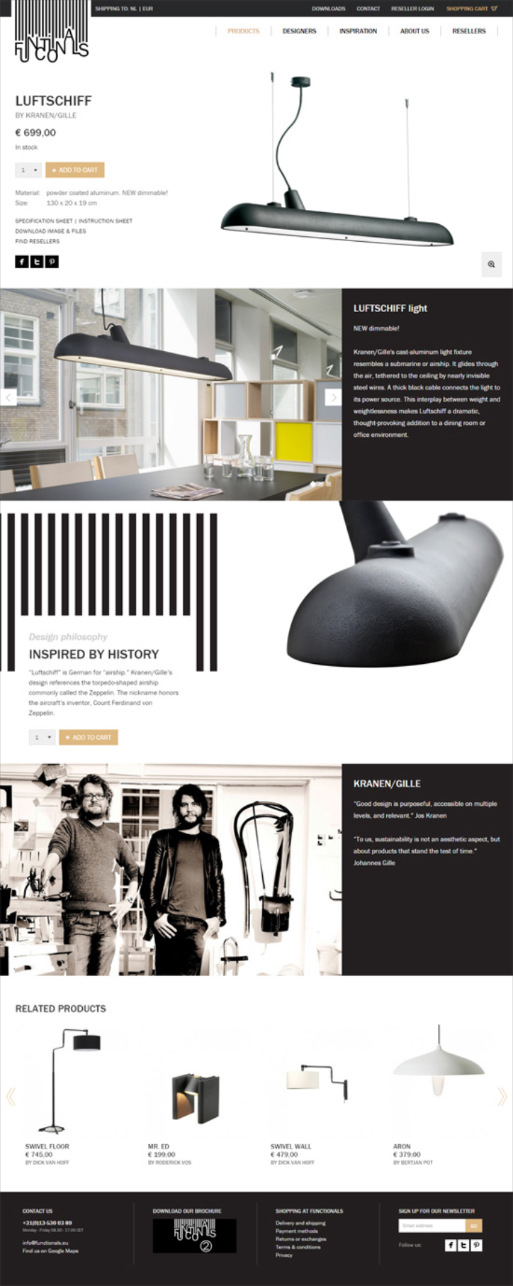 product page design functionals