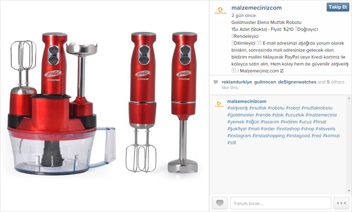 instagram satış