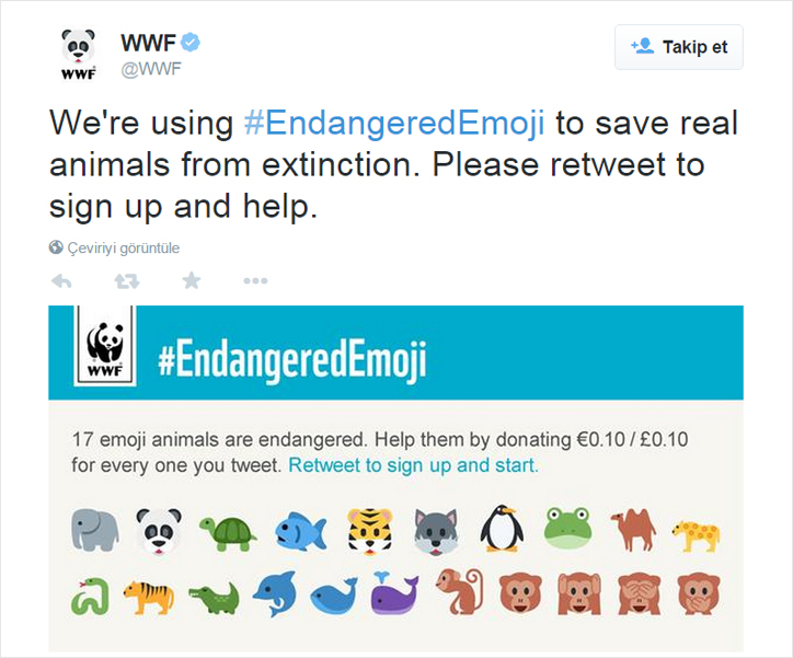 wwften emojili bağış kampanyası