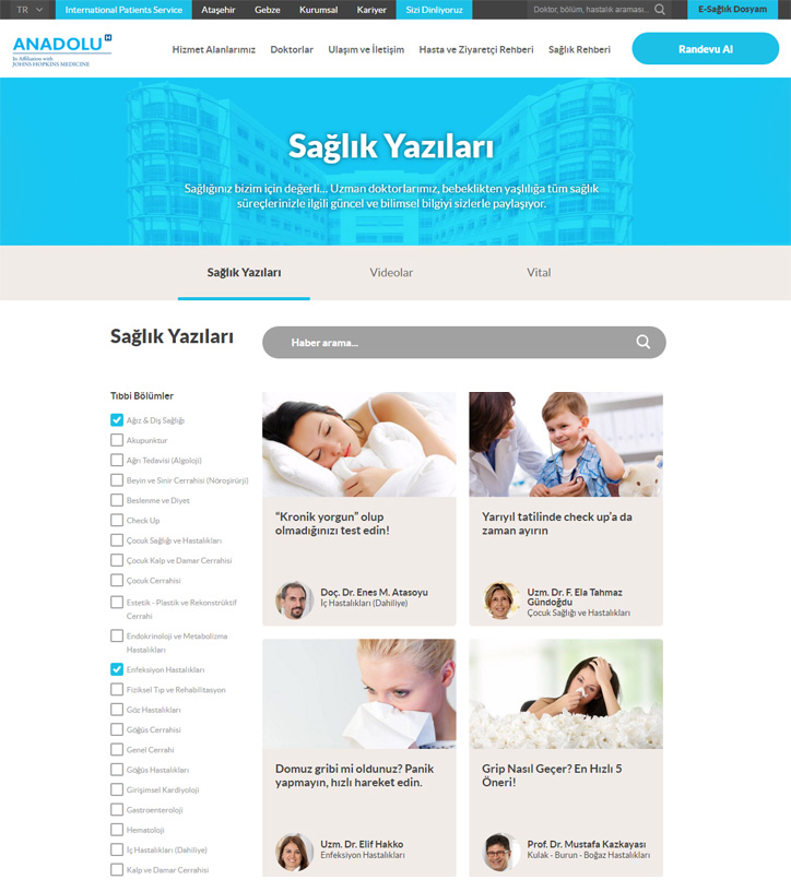 Anadolu Sağlık Merkezi Web Sitesi