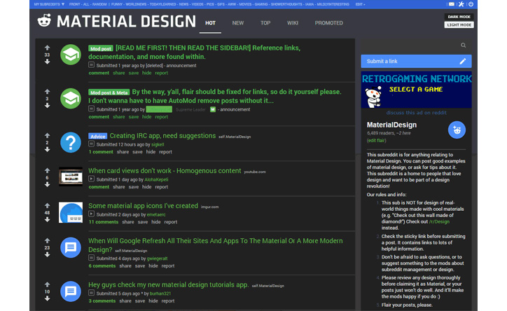 reddit material design