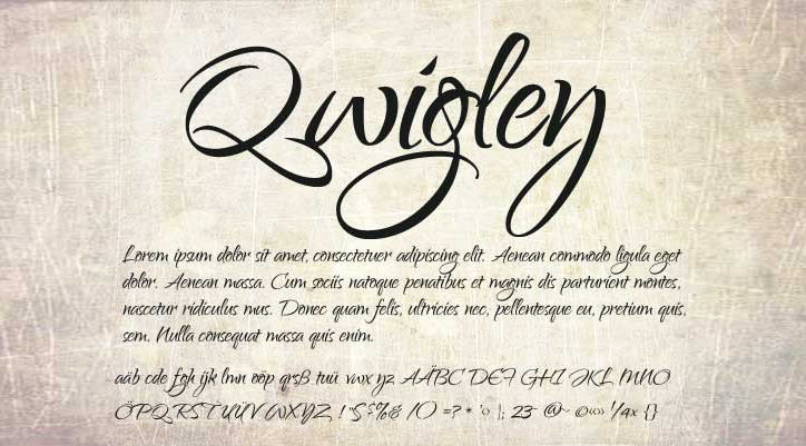 Qwigley Regular estetik yazı tipi